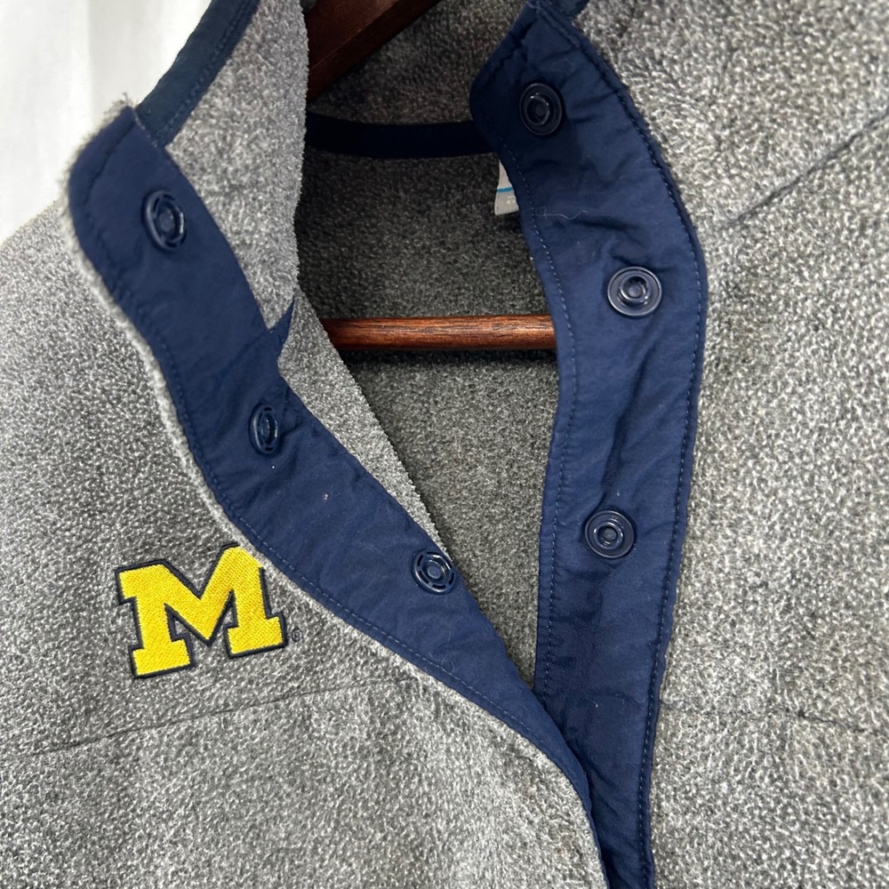 Michigan Wolverines Columbia Fleece Pullover Mens Small Grey PFG Snap - Picture 4 of 13